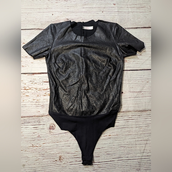 Commando Faux Leather Black T Shirt Bodysuit Medium Great Condition - Picture 2 of 11
